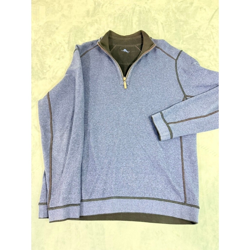 Tommy Bahama Mens Blue Heather Half Zip Pullover Sweatshirt Size XL